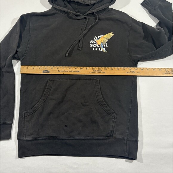 Anti Social Social Club Black Faded Parrot Print Pullover Hoodie Sweatshirt Sz S - Picture 6 of 11